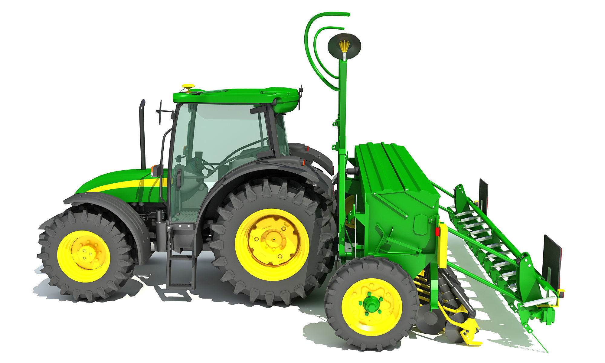 Tractor with Seed Drill 3D model_2