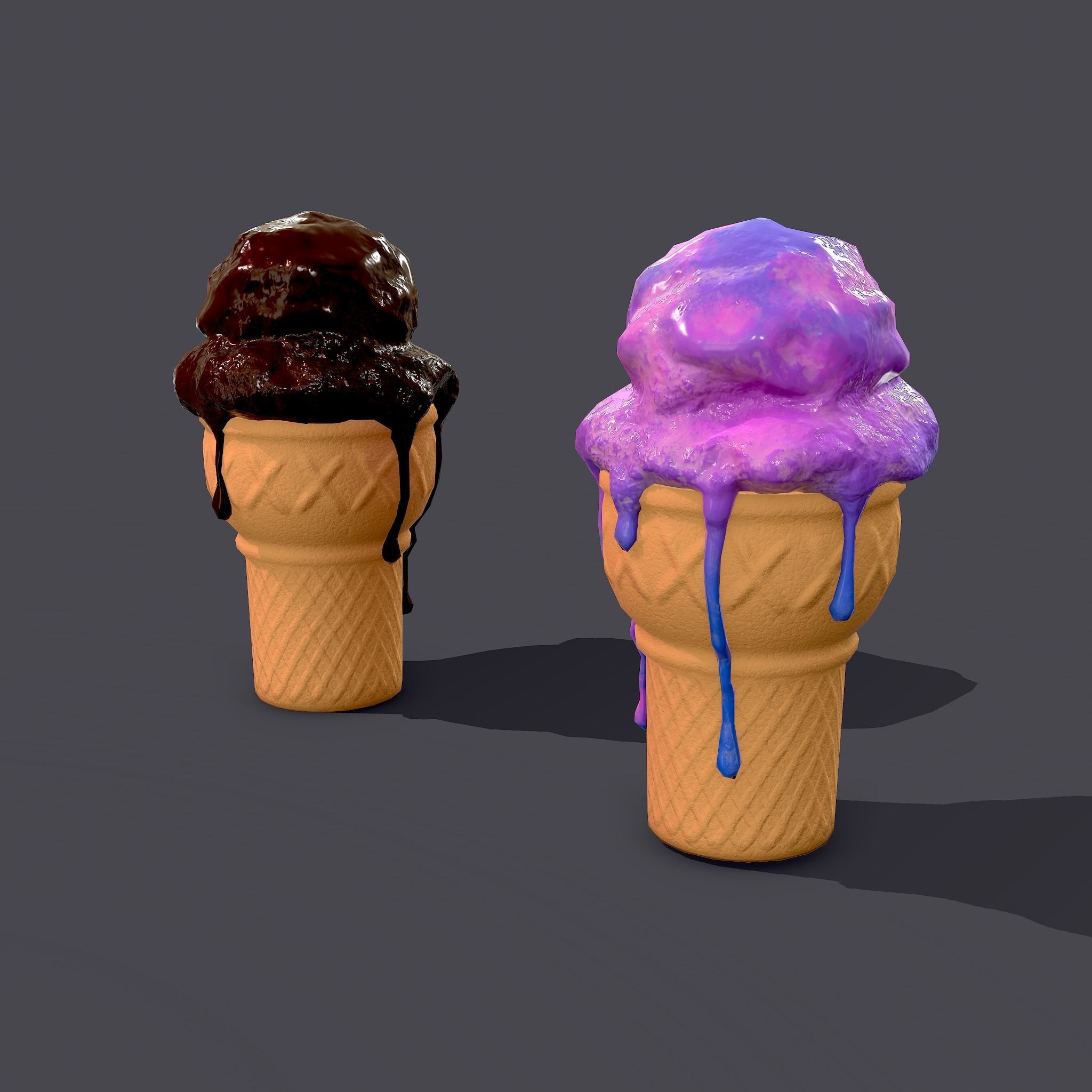 Ice Cream Cone Low-poly 3D model_24