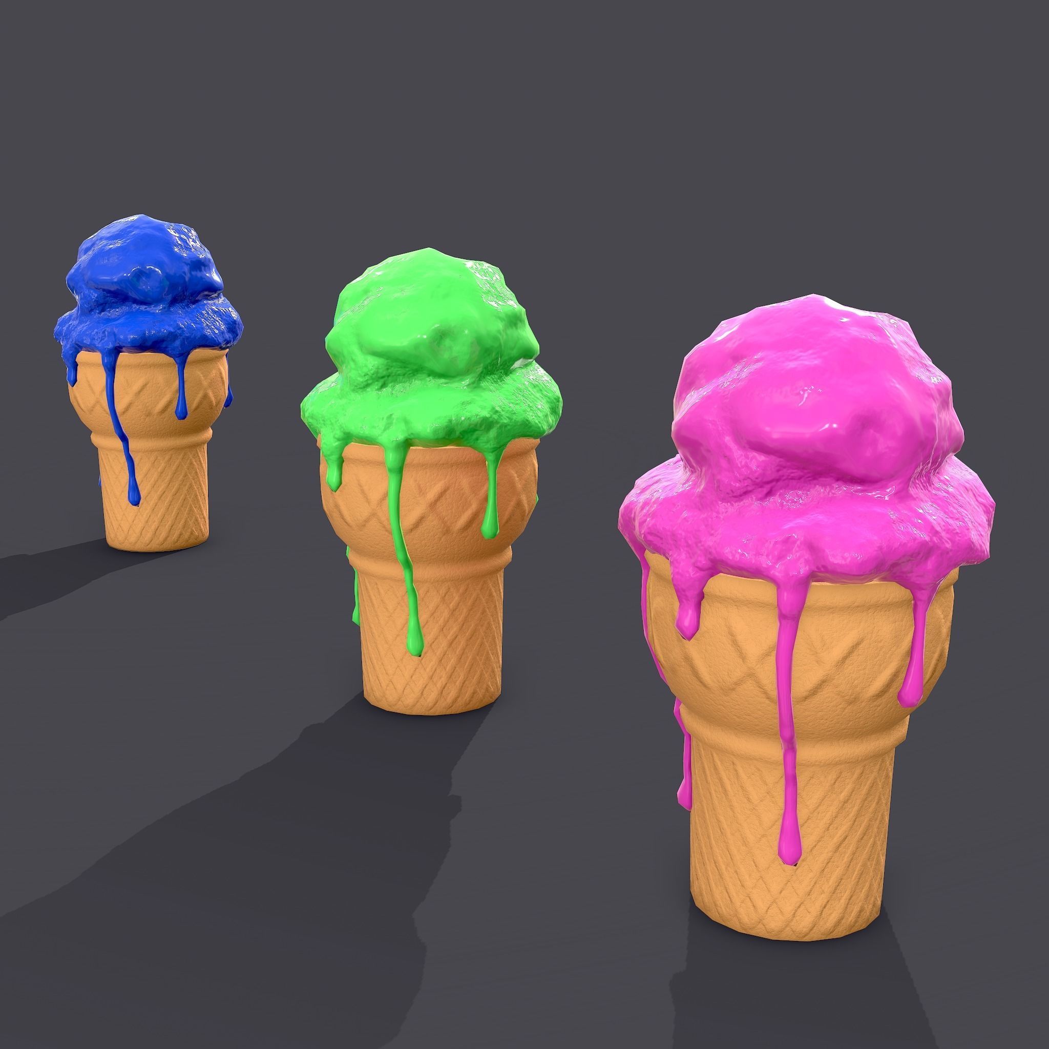Ice Cream Cone Low-poly 3D model_5