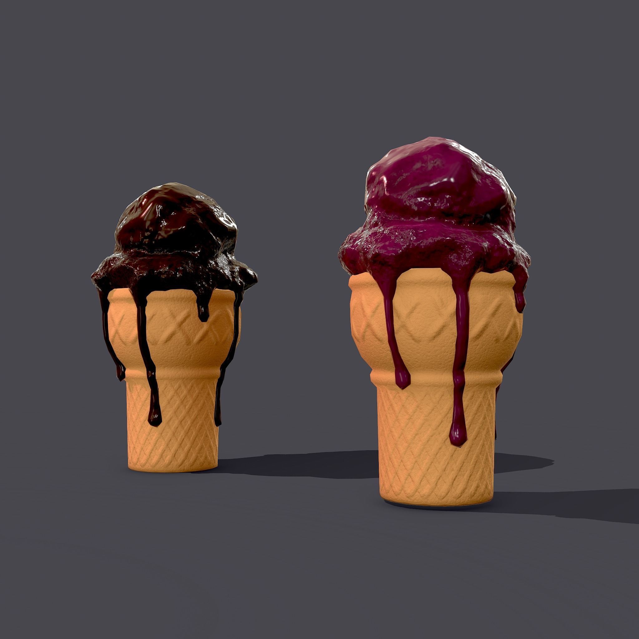 Ice Cream Cone Low-poly 3D model_21