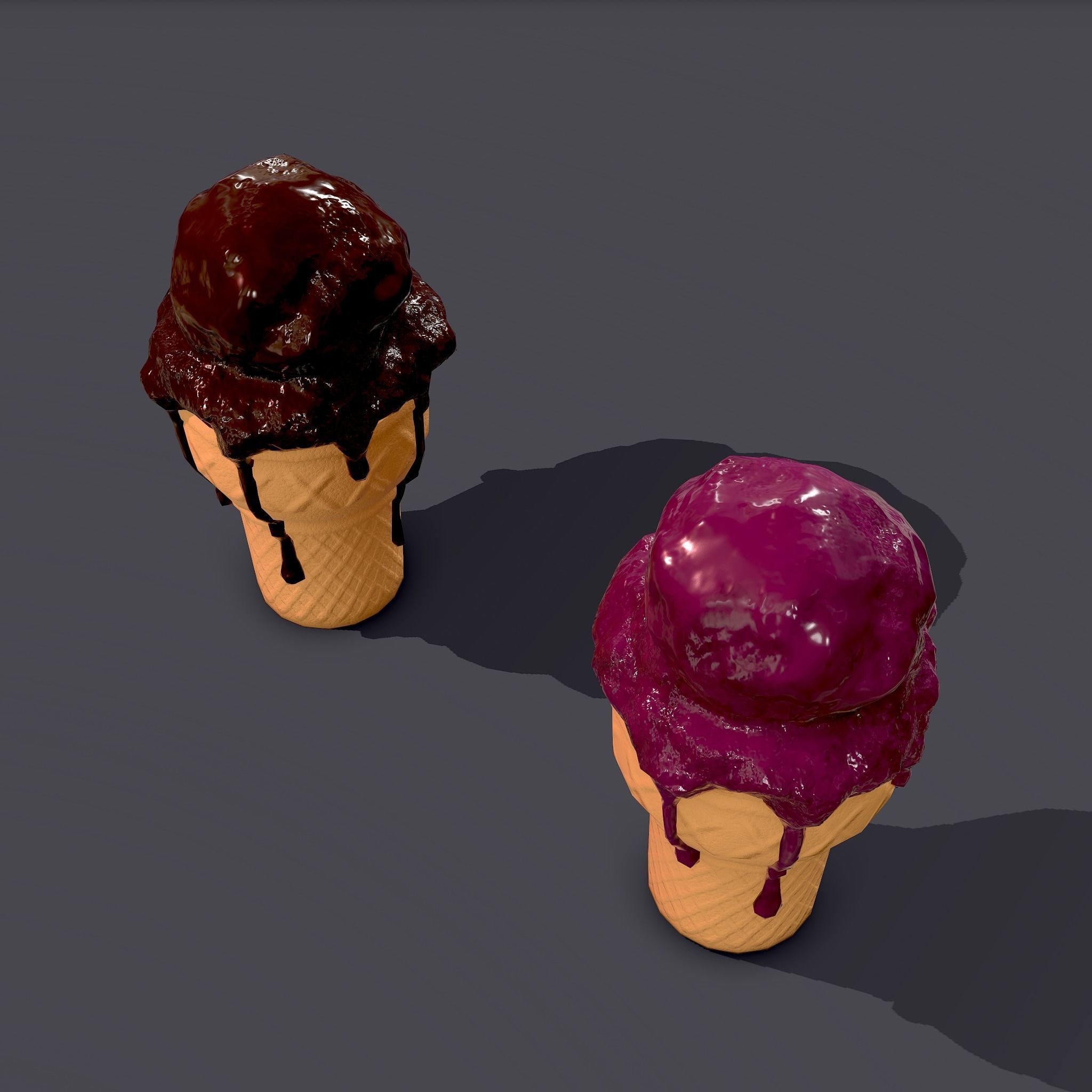 Ice Cream Cone Low-poly 3D model_22