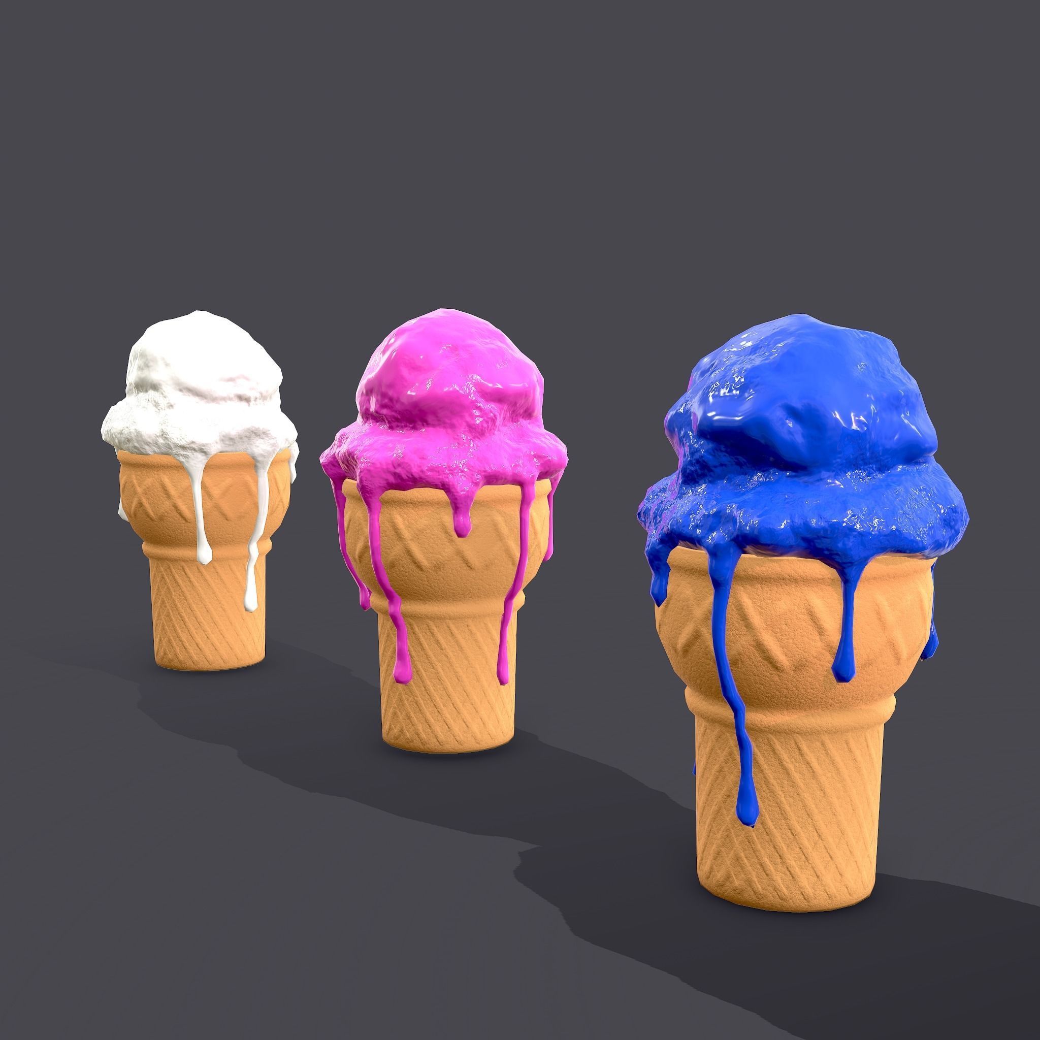 Ice Cream Cone Low-poly 3D model_12