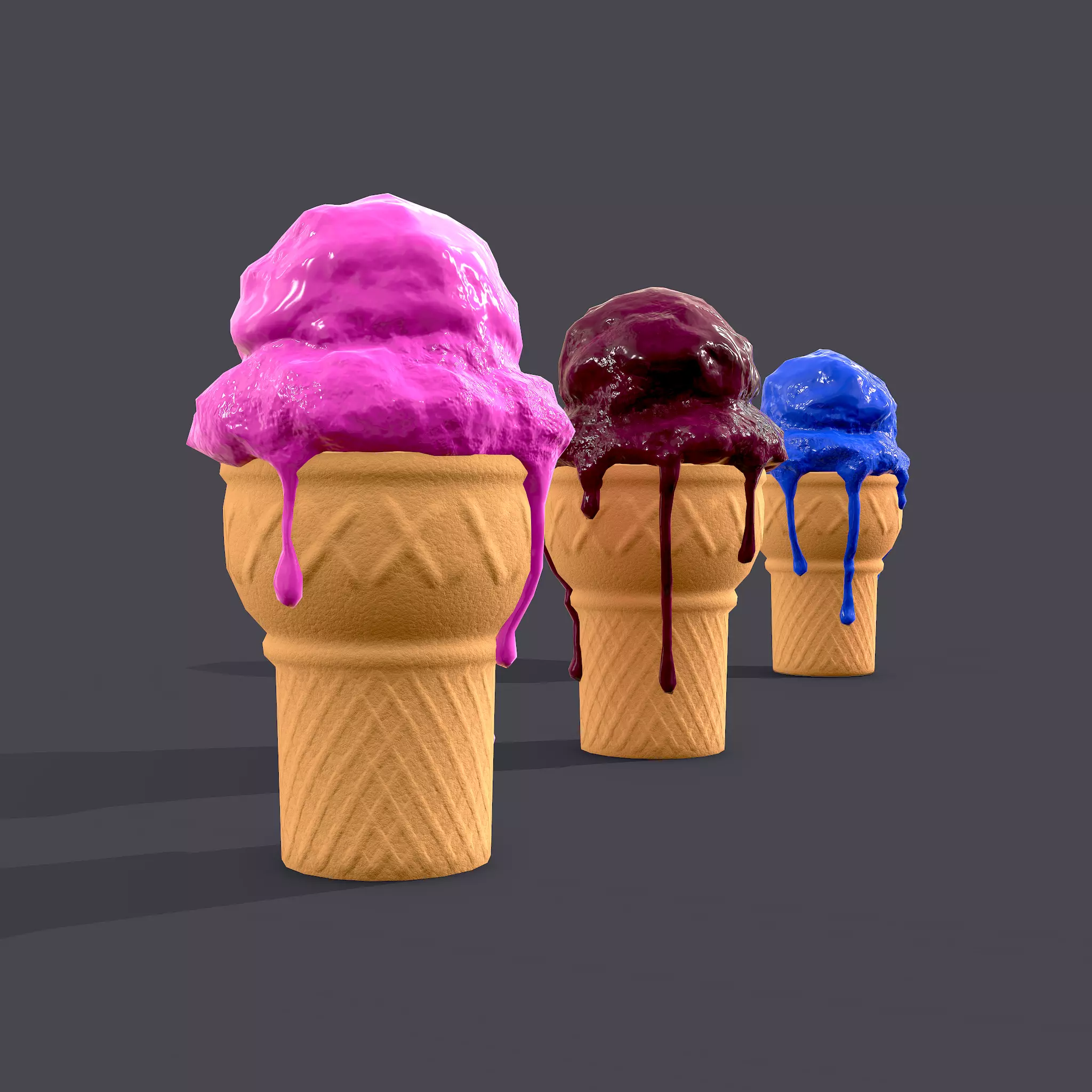 Ice Cream Cone Low-poly 3D model_0