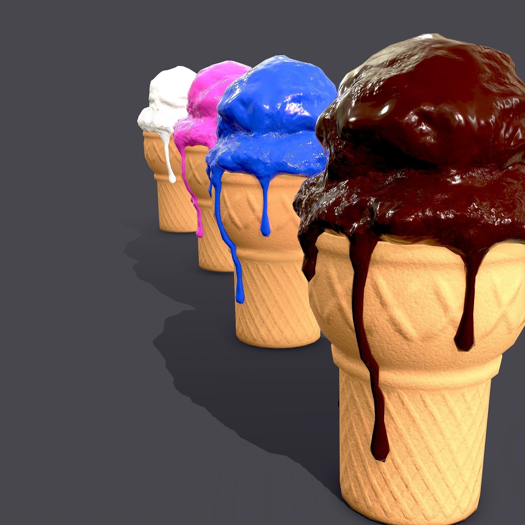 Ice Cream Cone Low-poly 3D model_26