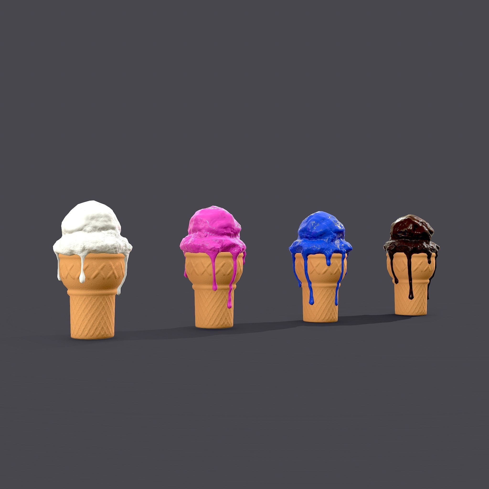 Ice Cream Cone Low-poly 3D model_10
