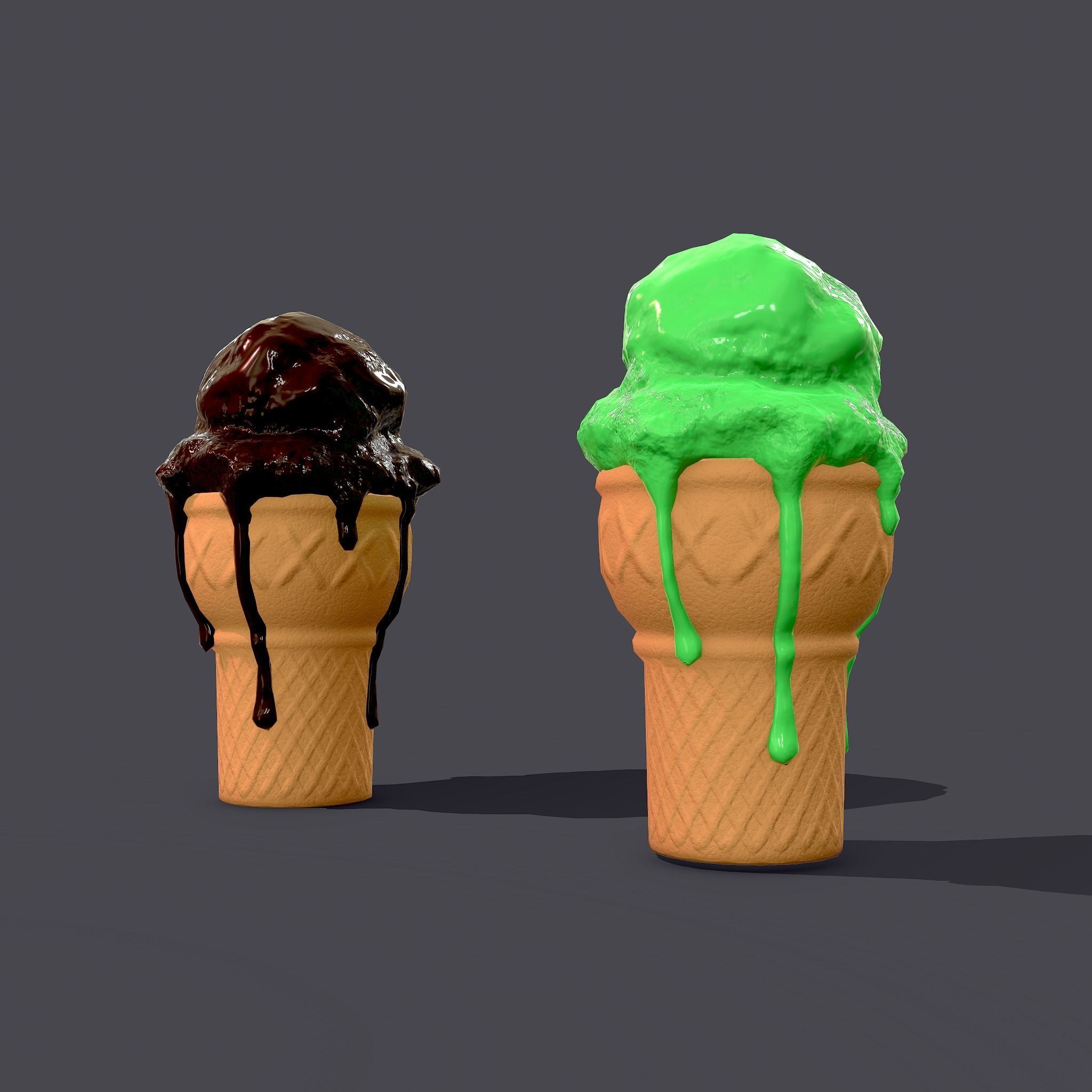 Ice Cream Cone Low-poly 3D model_23