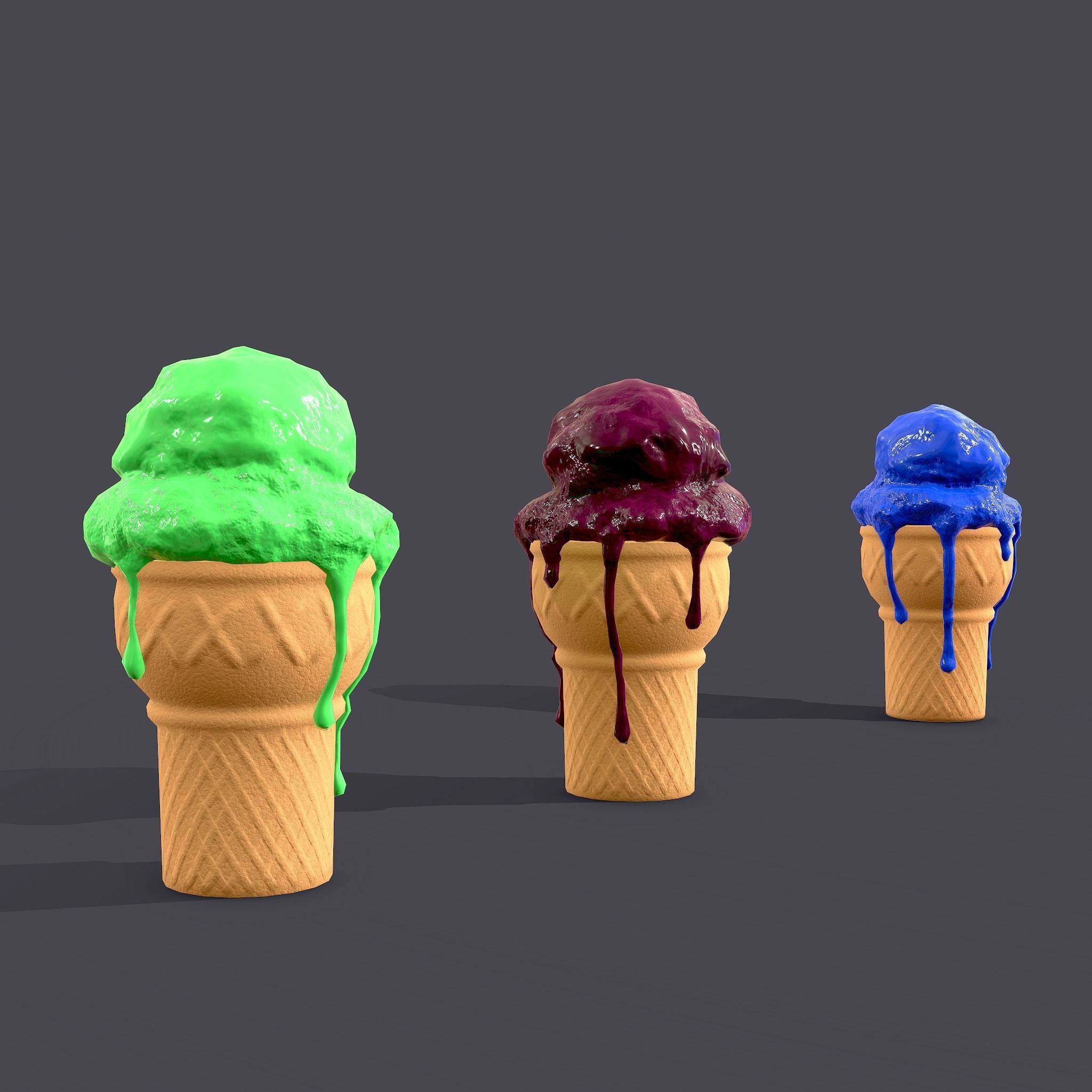 Ice Cream Cone Low-poly 3D model_4