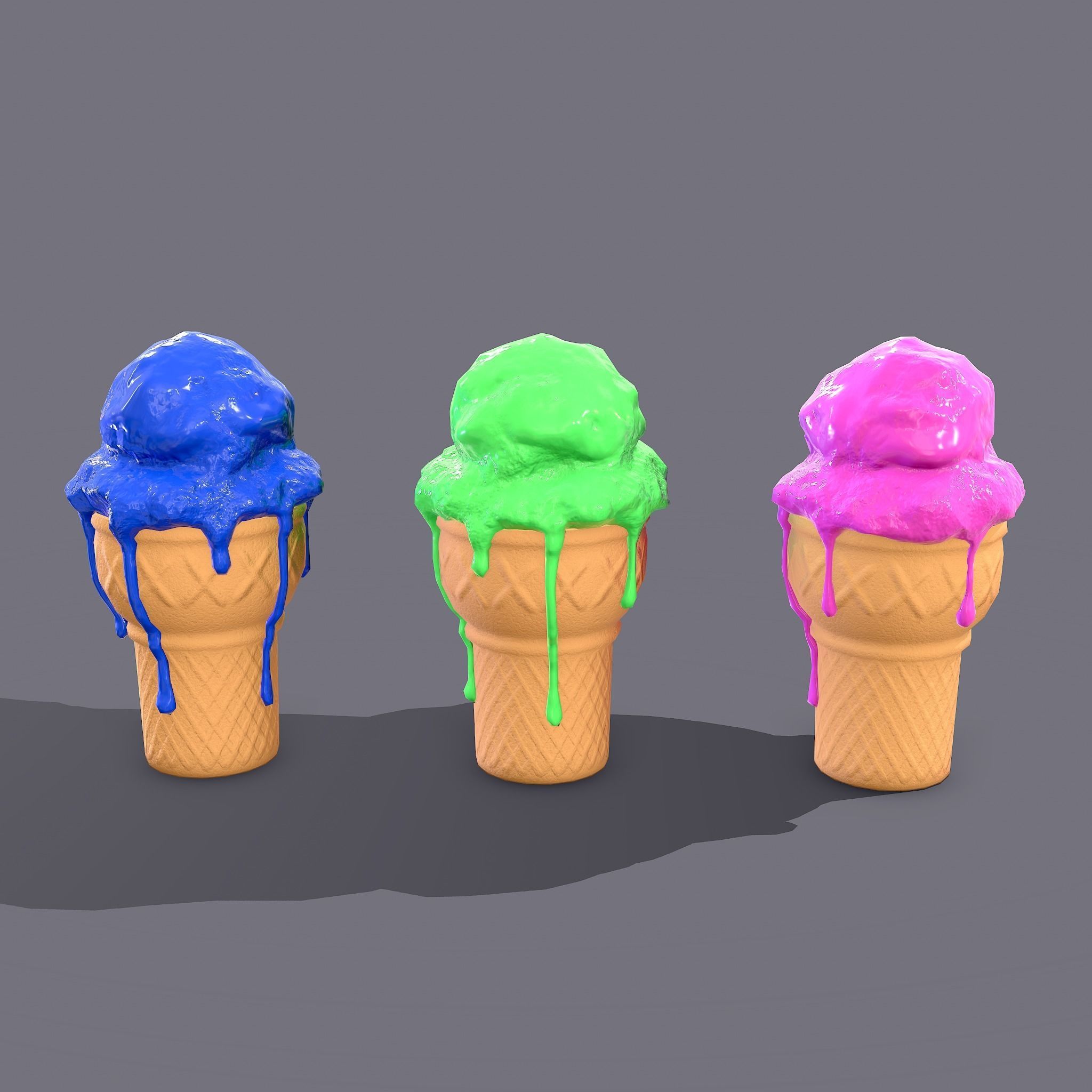 Ice Cream Cone Low-poly 3D model_6