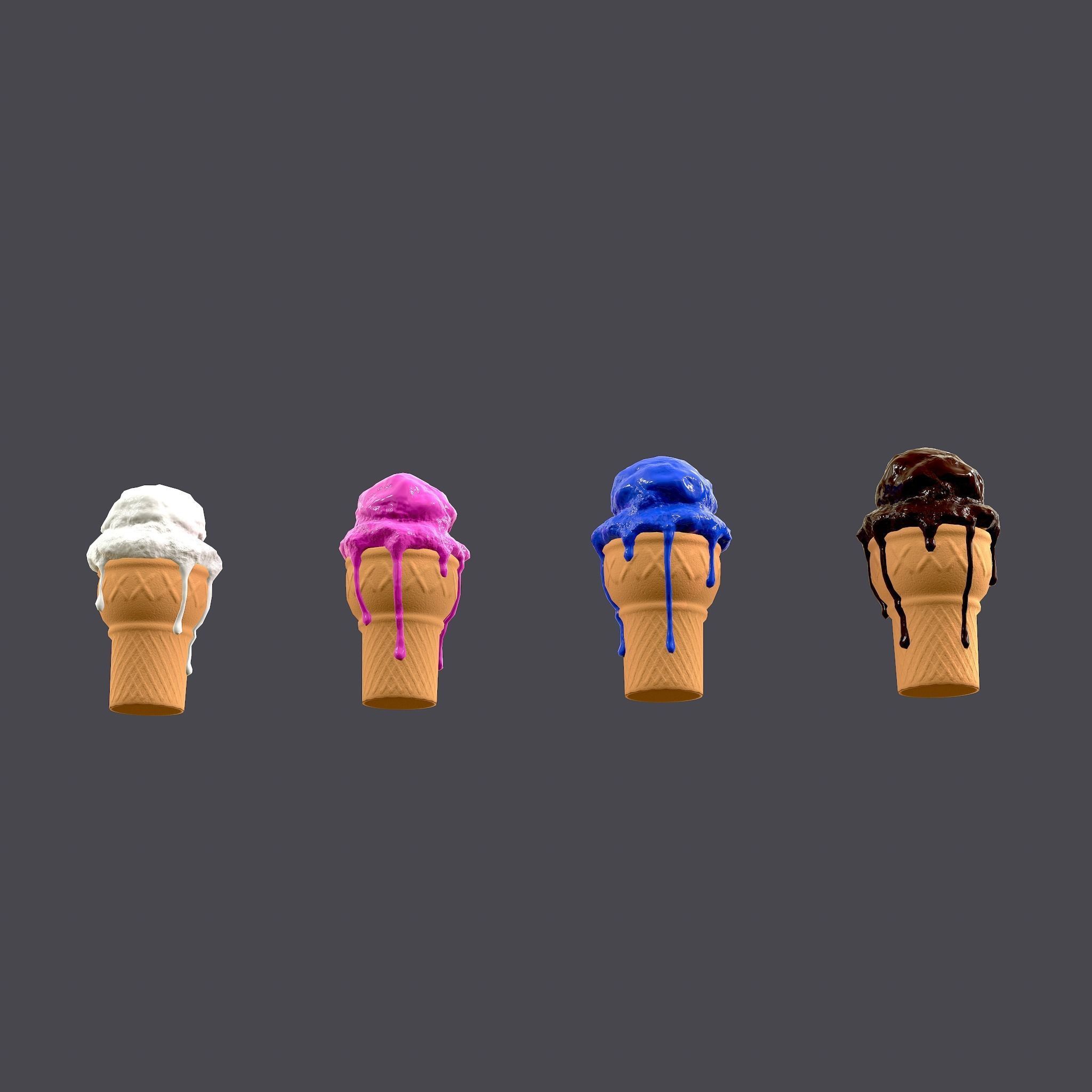Ice Cream Cone Low-poly 3D model_9