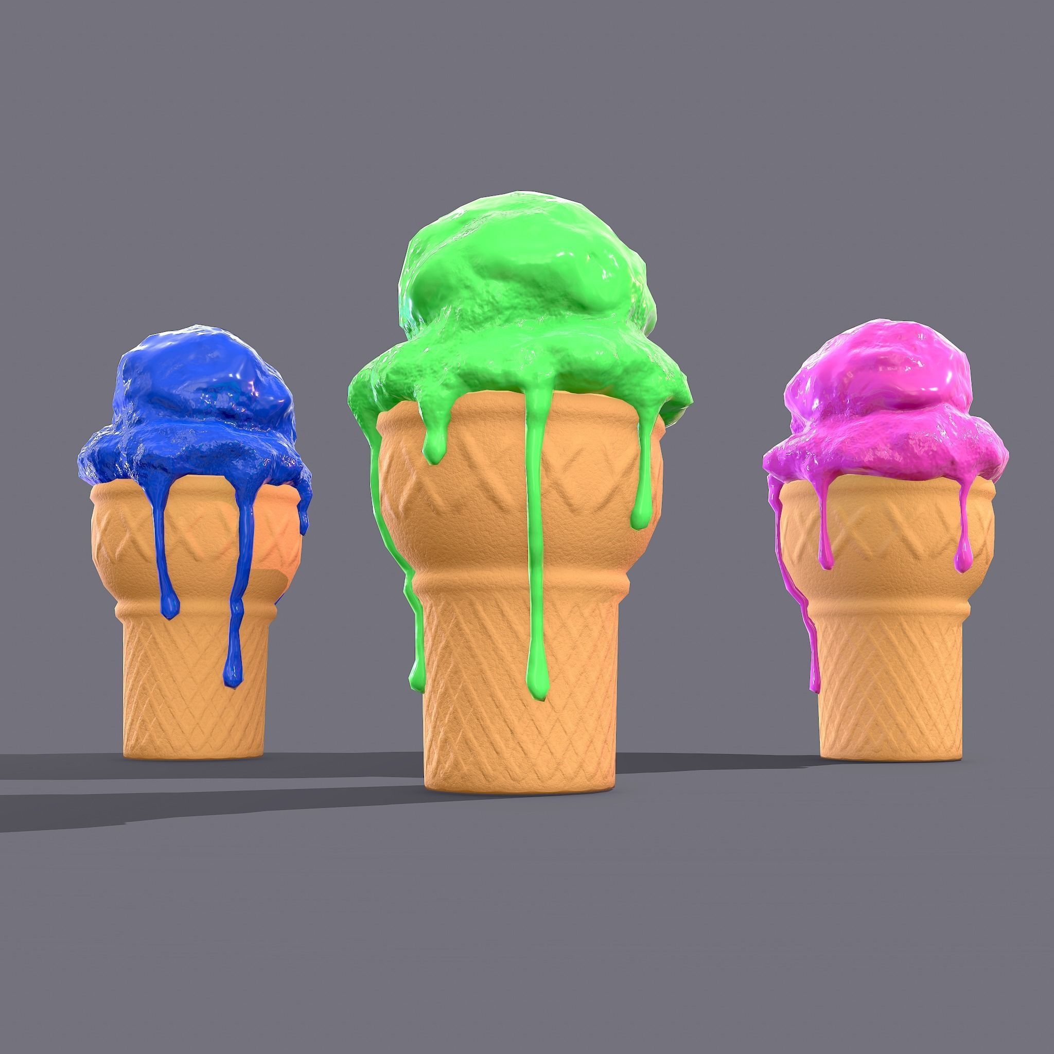 Ice Cream Cone Low-poly 3D model_7