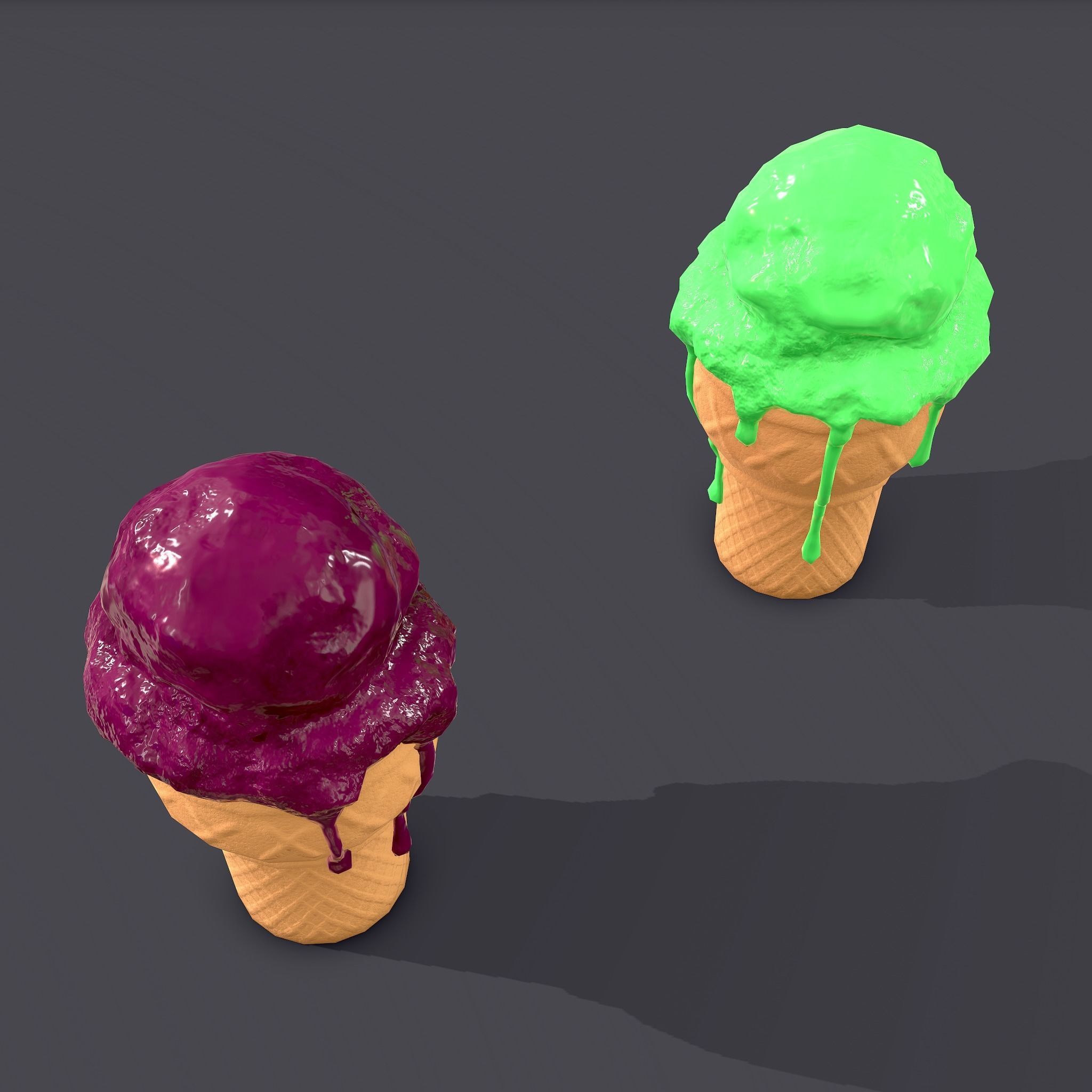 Ice Cream Cone Low-poly 3D model_20