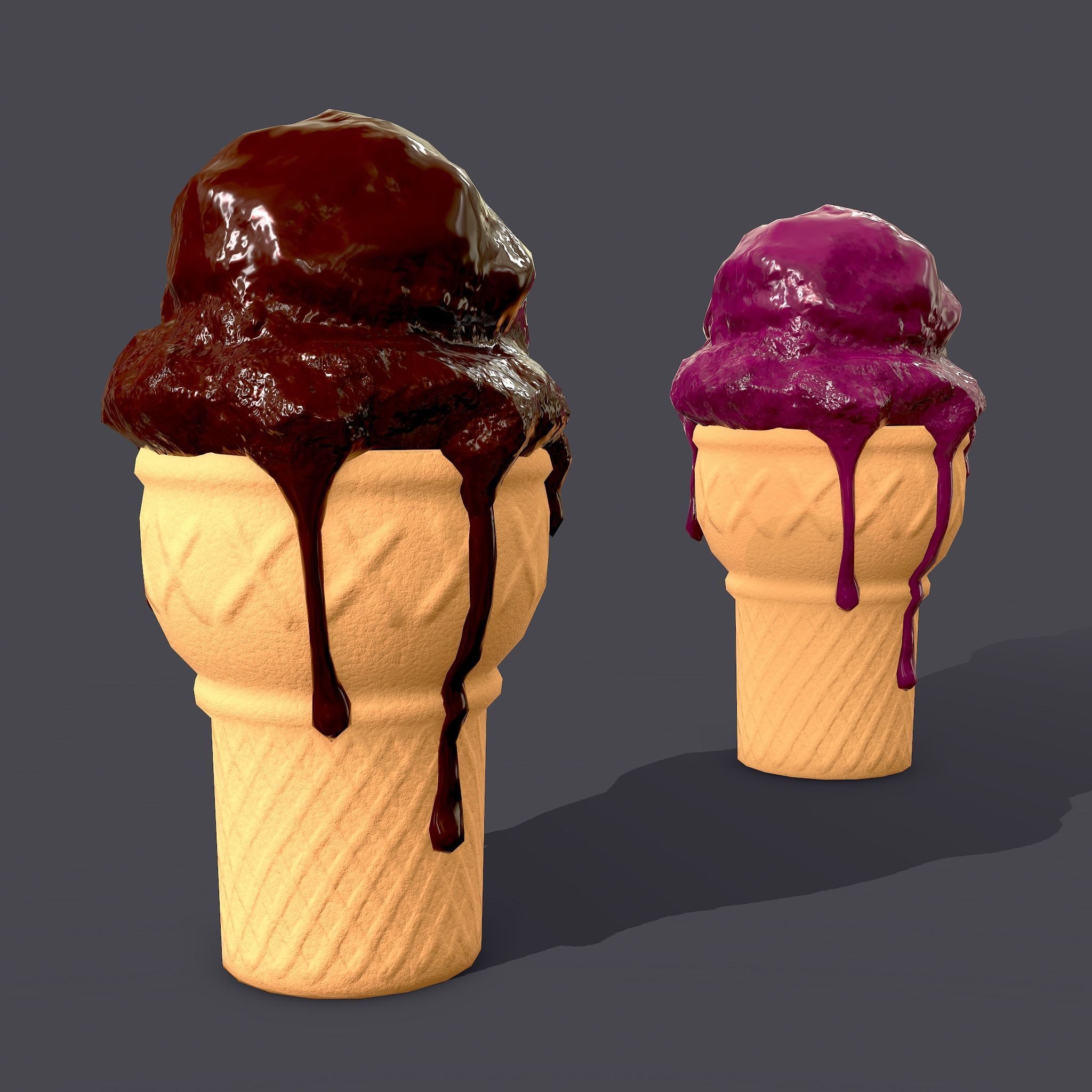 Ice Cream Cone Low-poly 3D model_3