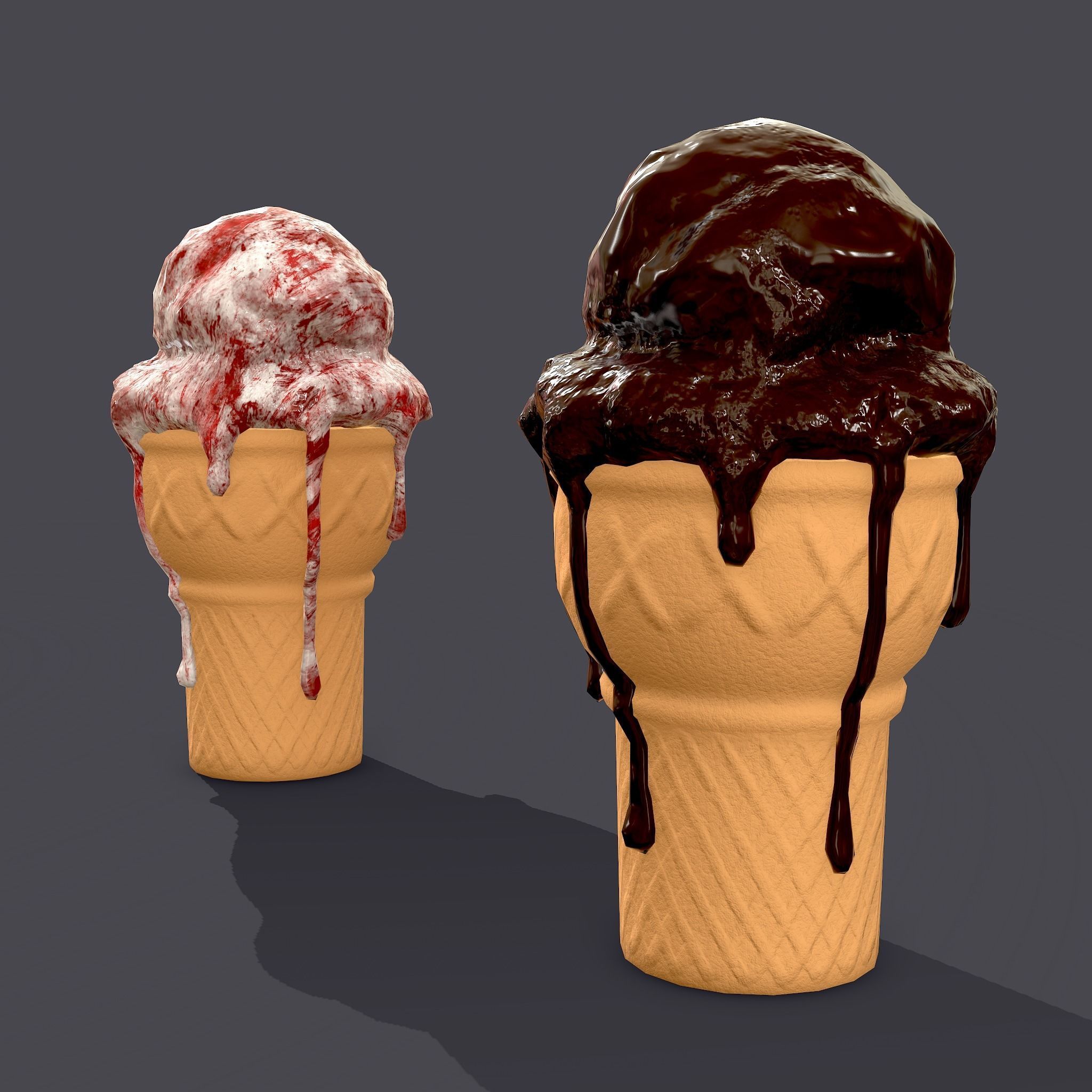 Ice Cream Cone Low-poly 3D model_8