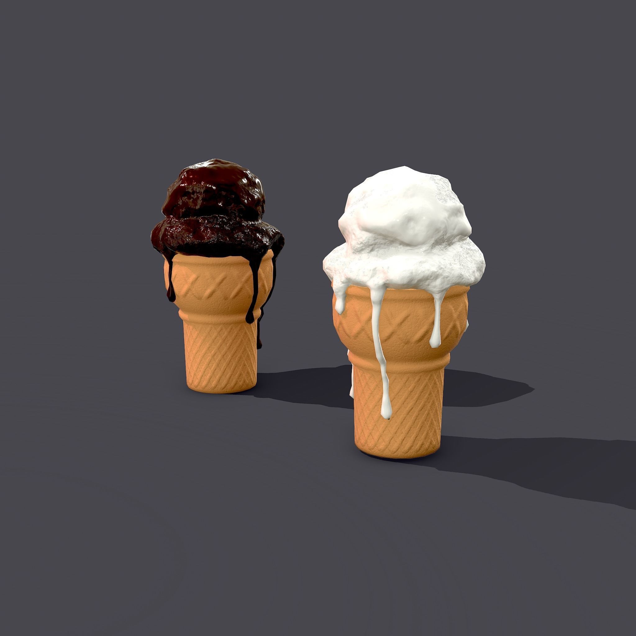 Ice Cream Cone Low-poly 3D model_13
