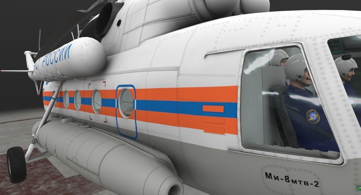 Mi-8MTV Russian Emercom Animated Low-poly 3D model_9