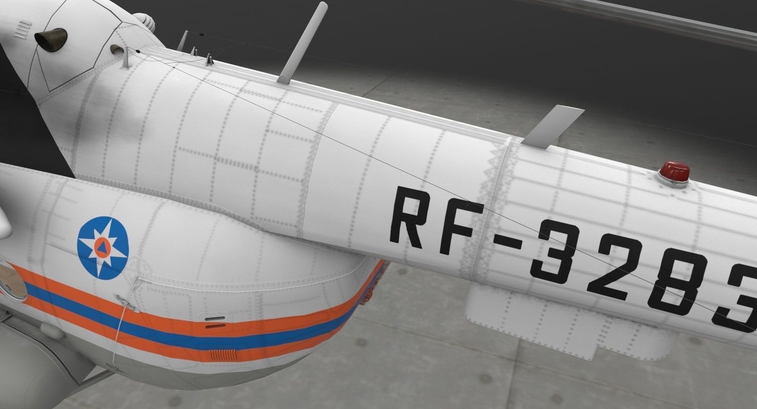 Mi-8MTV Russian Emercom Animated Low-poly 3D model_15