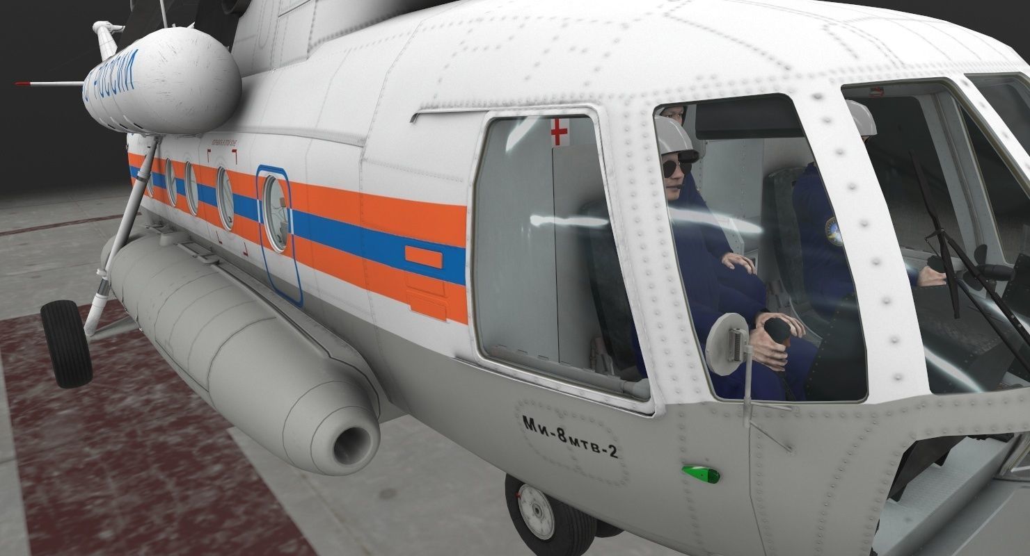 Mi-8MTV Russian Emercom Animated Low-poly 3D model_21