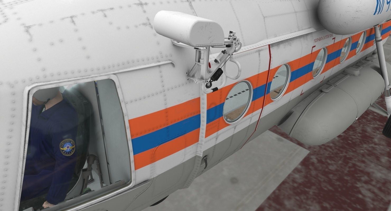Mi-8MTV Russian Emercom Animated Low-poly 3D model_12