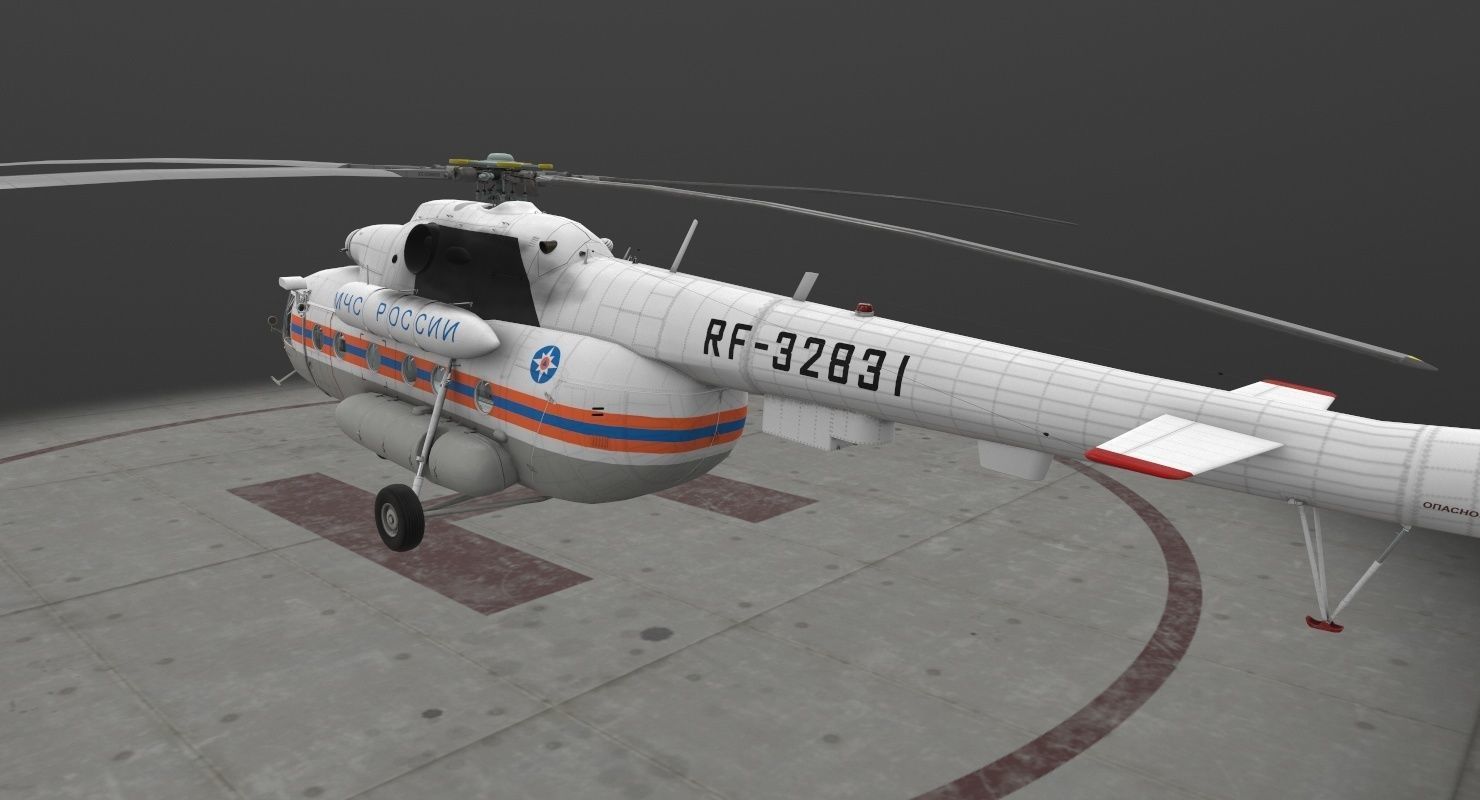 Mi-8MTV Russian Emercom Animated Low-poly 3D model_7