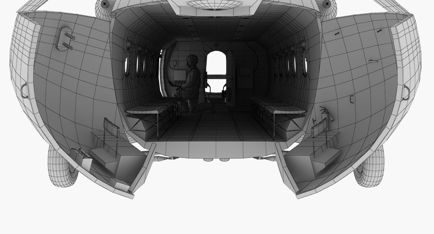 Mi-8MTV Russian Emercom Animated Low-poly 3D model_65