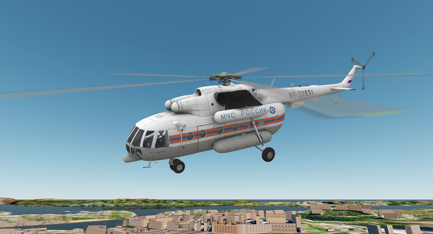Mi-8MTV Russian Emercom Animated Low-poly 3D model_1