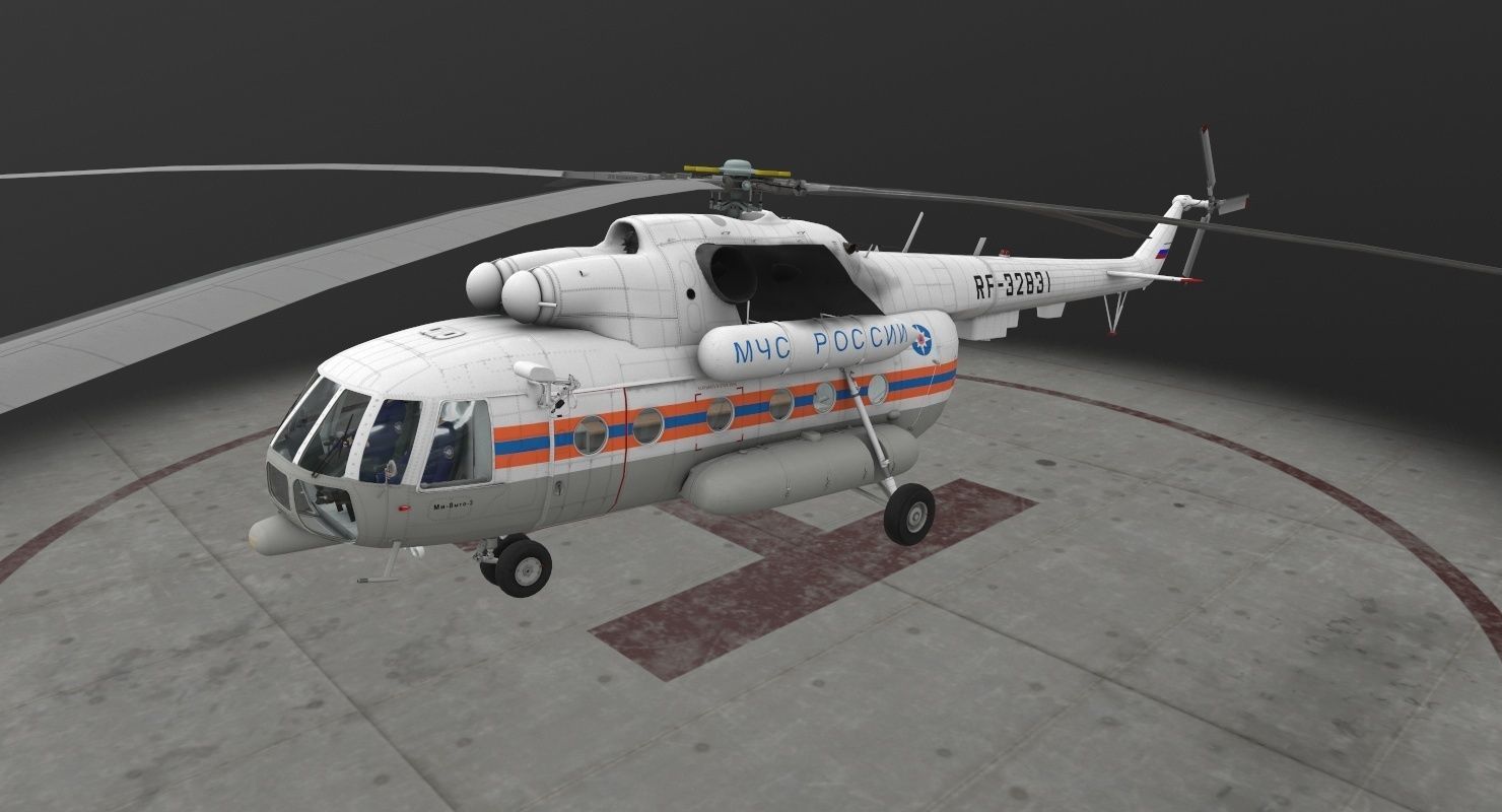 Mi-8MTV Russian Emercom Animated Low-poly 3D model_6