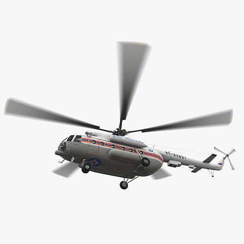 Mi-8MTV Russian Emercom Animated Low-poly 3D model