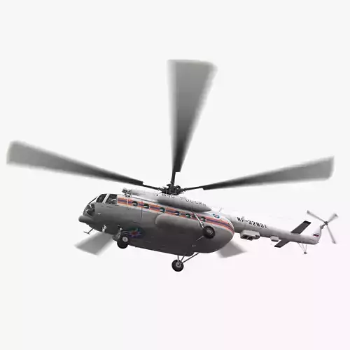 Mi-8MTV Russian Emercom Animated Low-poly 3D model