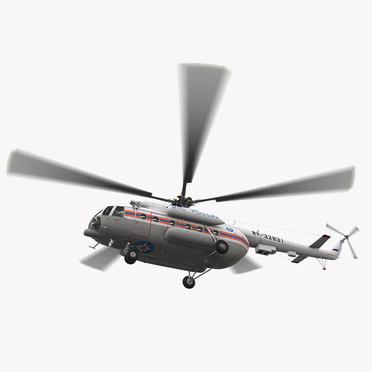 Mi-8MTV Russian Emercom Animated Low-poly 3D model_0