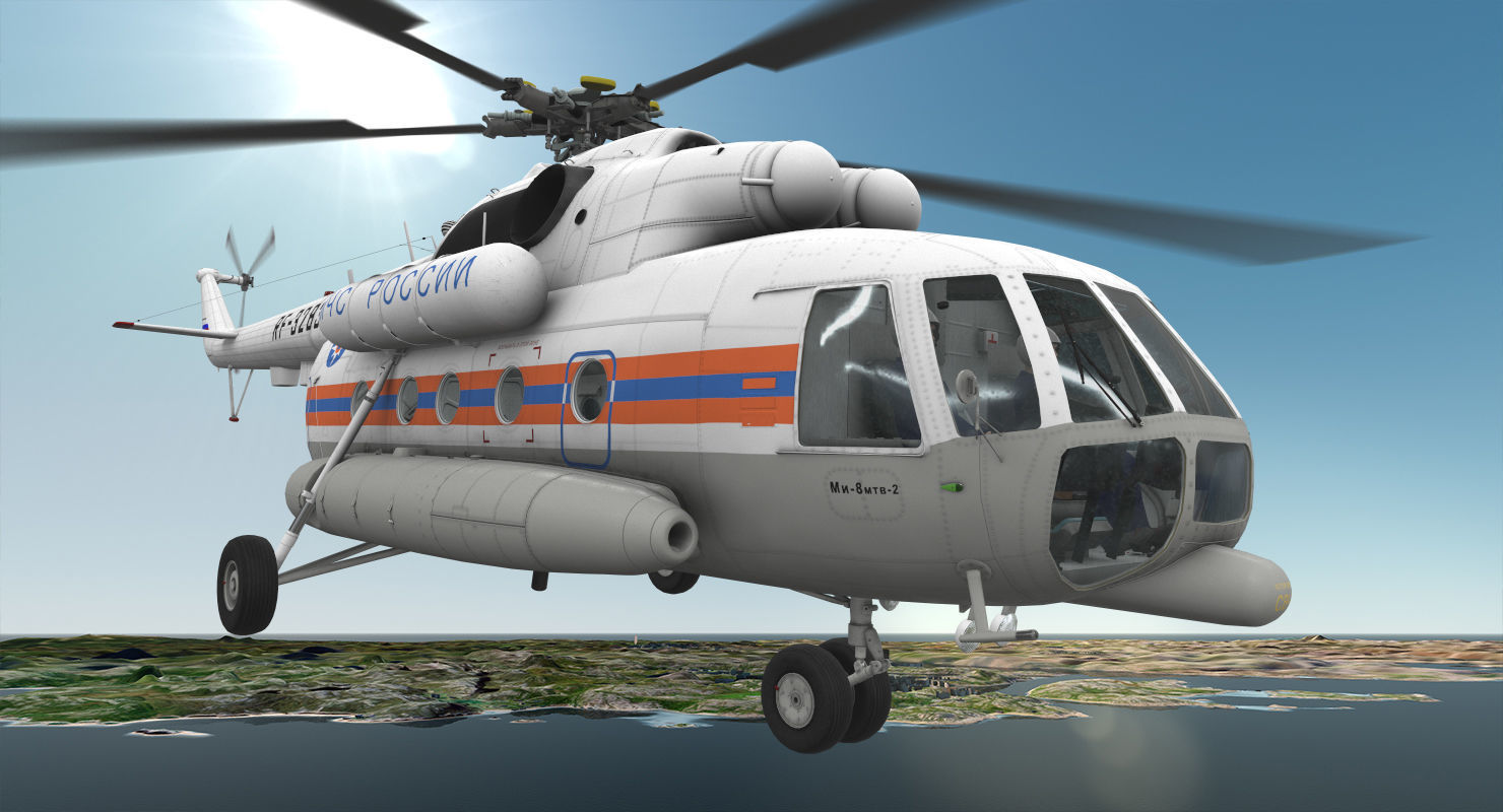 Mi-8MTV Russian Emercom Animated Low-poly 3D model_2