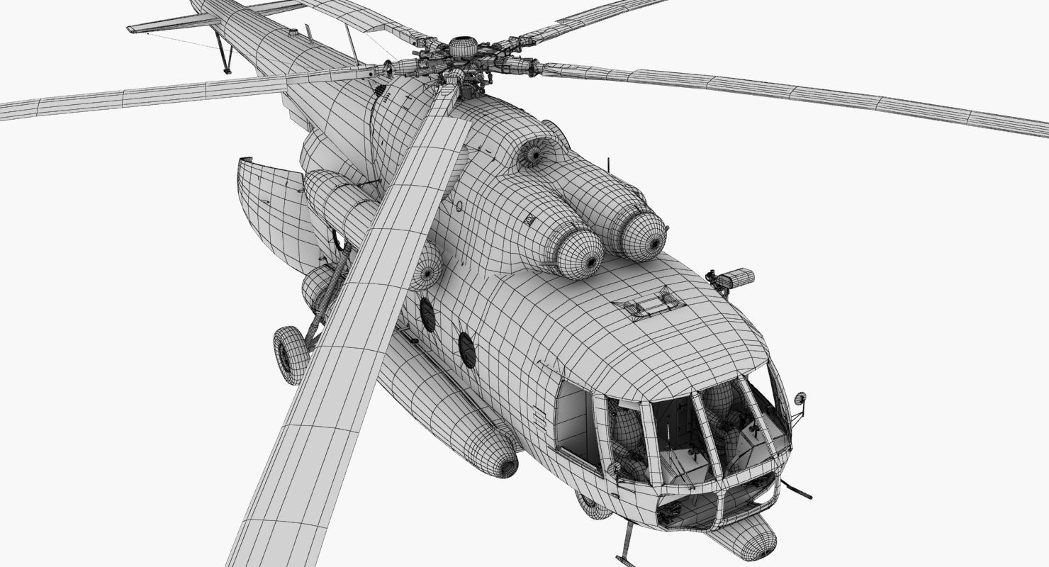 Mi-8MTV Russian Emercom Animated Low-poly 3D model_52