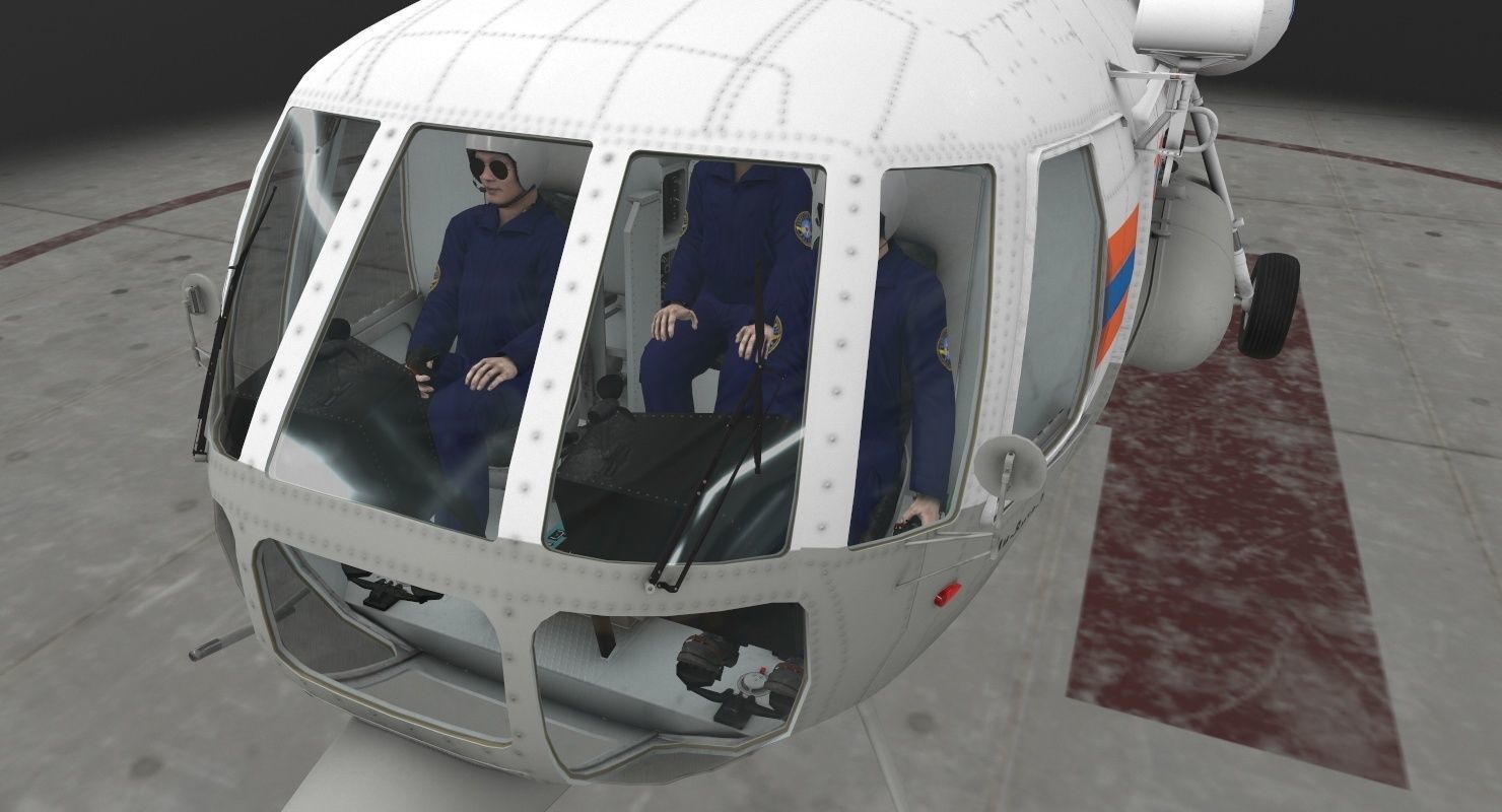 Mi-8MTV Russian Emercom Animated Low-poly 3D model_11