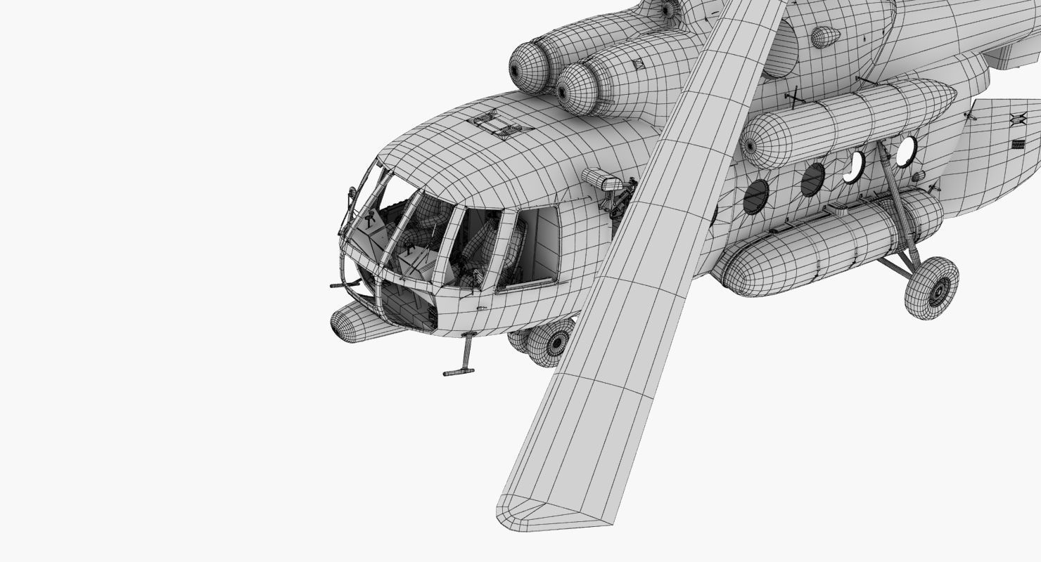 Mi-8MTV Russian Emercom Animated Low-poly 3D model_55