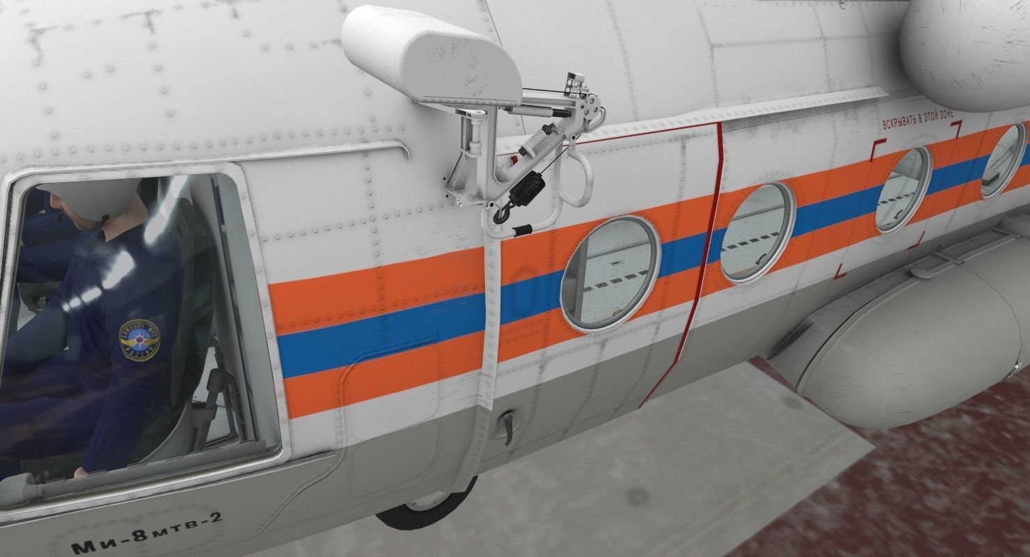 Mi-8MTV Russian Emercom Animated Low-poly 3D model_13