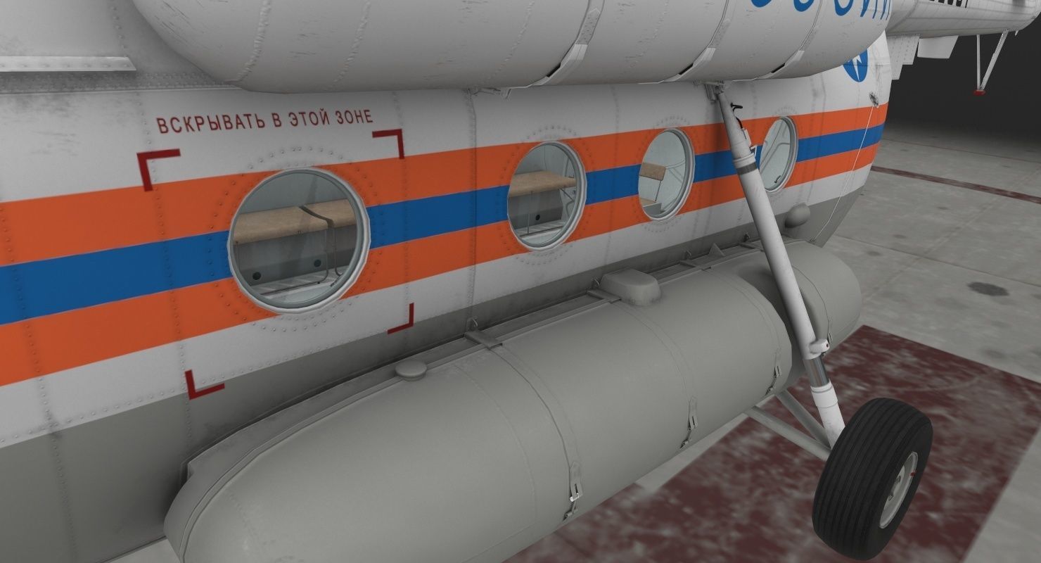 Mi-8MTV Russian Emercom Animated Low-poly 3D model_24