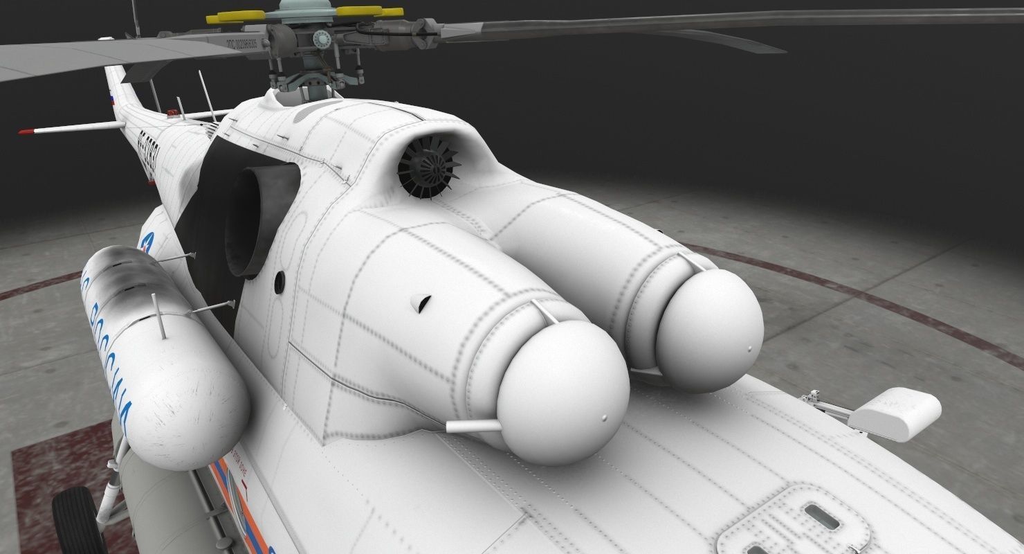 Mi-8MTV Russian Emercom Animated Low-poly 3D model_10