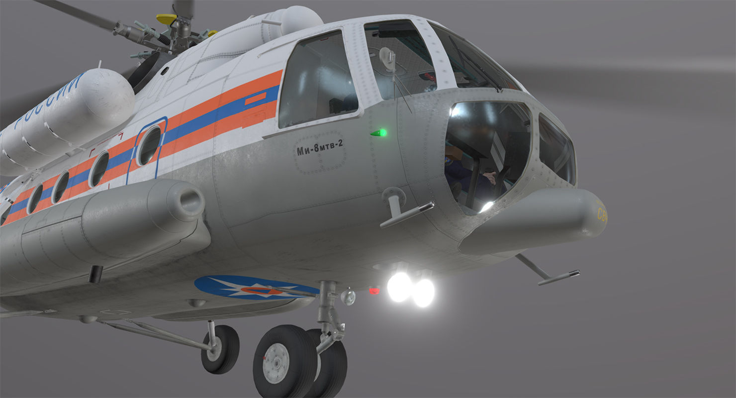 Mi-8MTV Russian Emercom Animated Low-poly 3D model_46