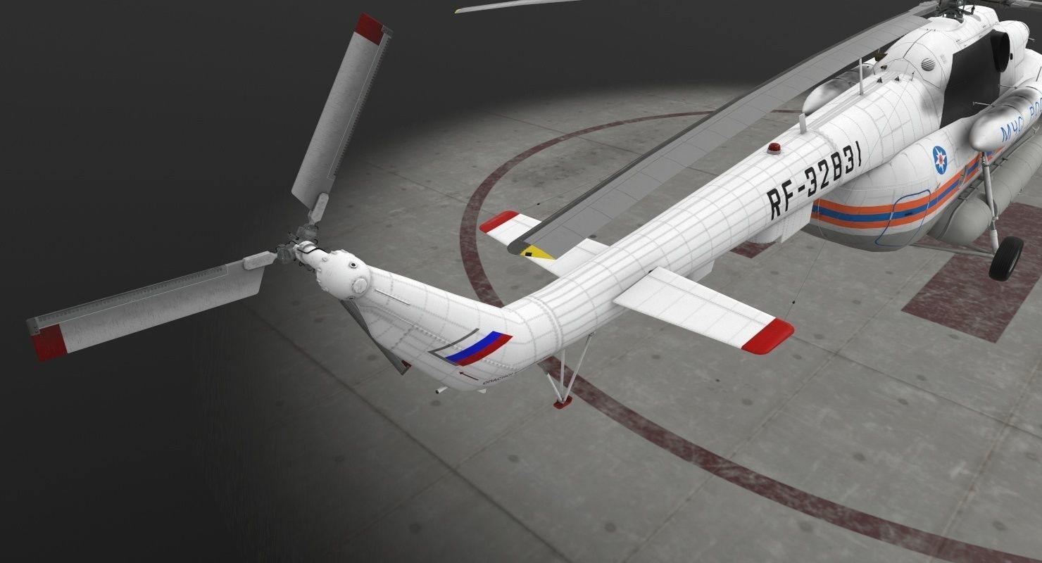 Mi-8MTV Russian Emercom Animated Low-poly 3D model_18