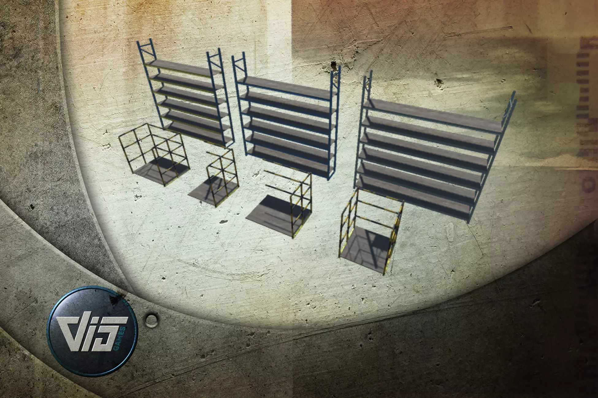 Industrial shelfs - PBR Low-poly 3D model_0