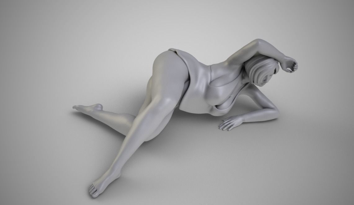 Pretty Woman Lying 3D print model_3