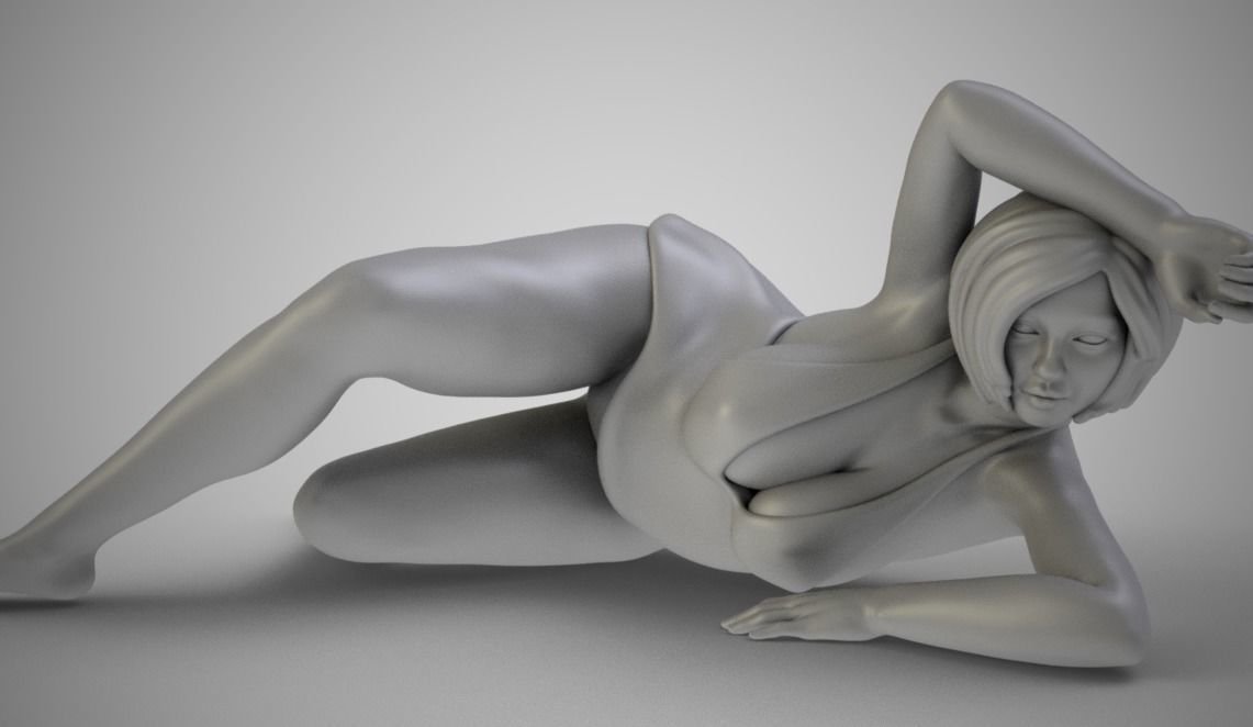 Pretty Woman Lying 3D print model_6