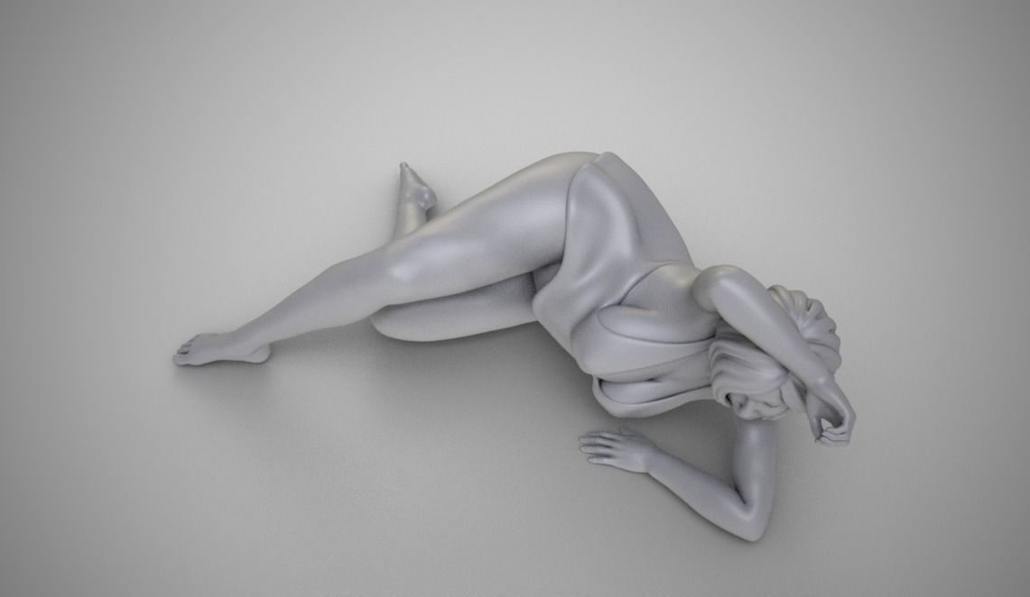 Pretty Woman Lying 3D print model_4