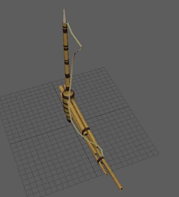 Traditional Asian Bamboo Flute PBR Lowpoly Low-poly 3D model_3