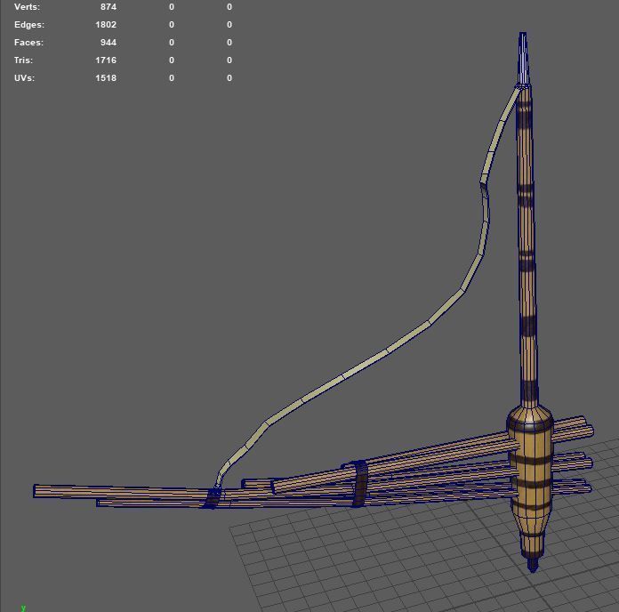 Traditional Asian Bamboo Flute PBR Lowpoly Low-poly 3D model_2