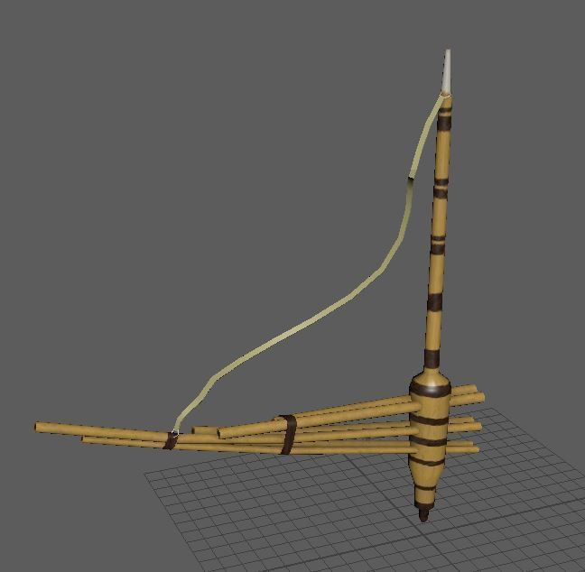 Traditional Asian Bamboo Flute PBR Lowpoly Low-poly 3D model_1