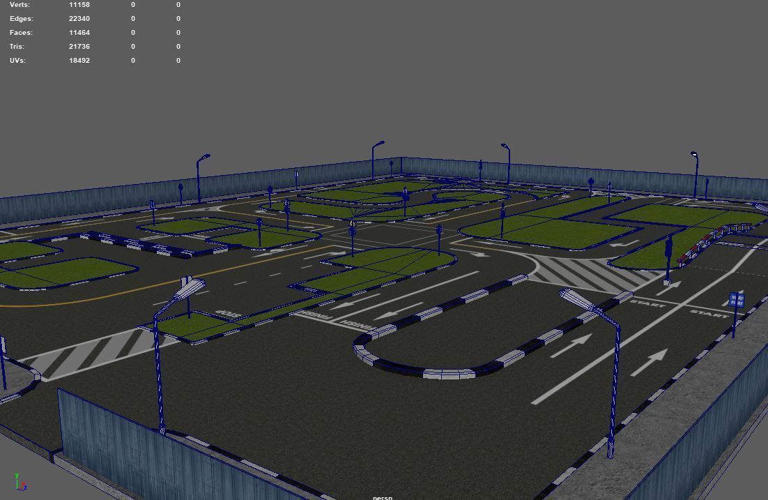 Car Driving License Test Track Model Low-poly 3D model_3