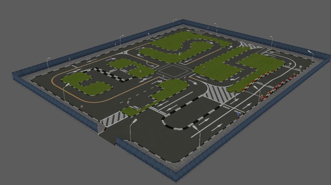 Car Driving License Test Track Model Low-poly 3D model_1