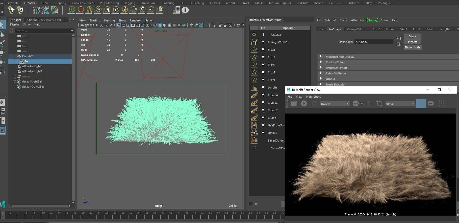 Fur Ornatrix Redshift 3dsmax maya 3D model_6