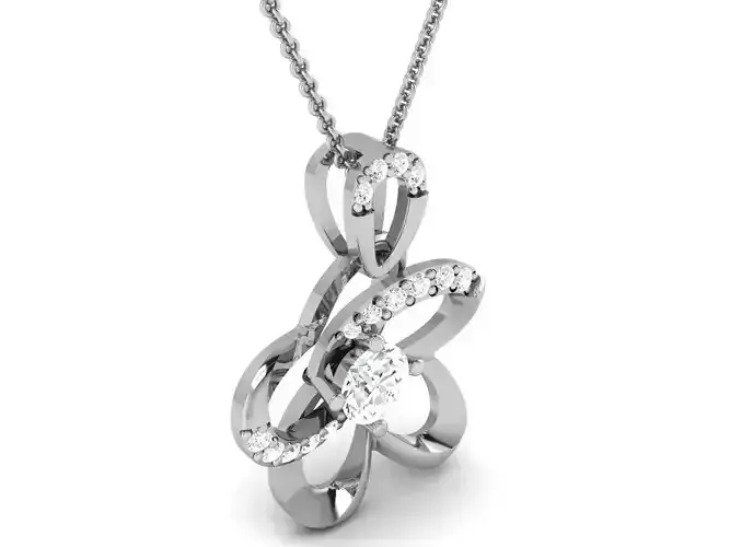 Women solitaire pendant 3dm render detail 