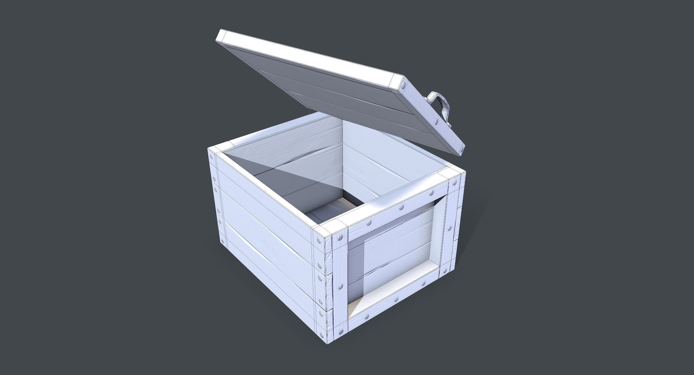 Wooden Crate Low-poly 3D model_5